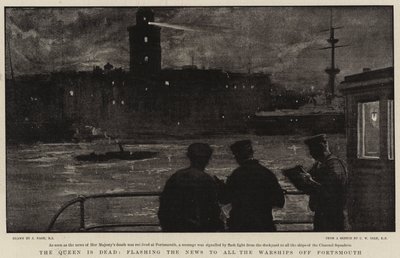 Die Königin ist tot, die Nachricht an alle Kriegsschiffe vor Portsmouth übermittelnd von Joseph Nash
